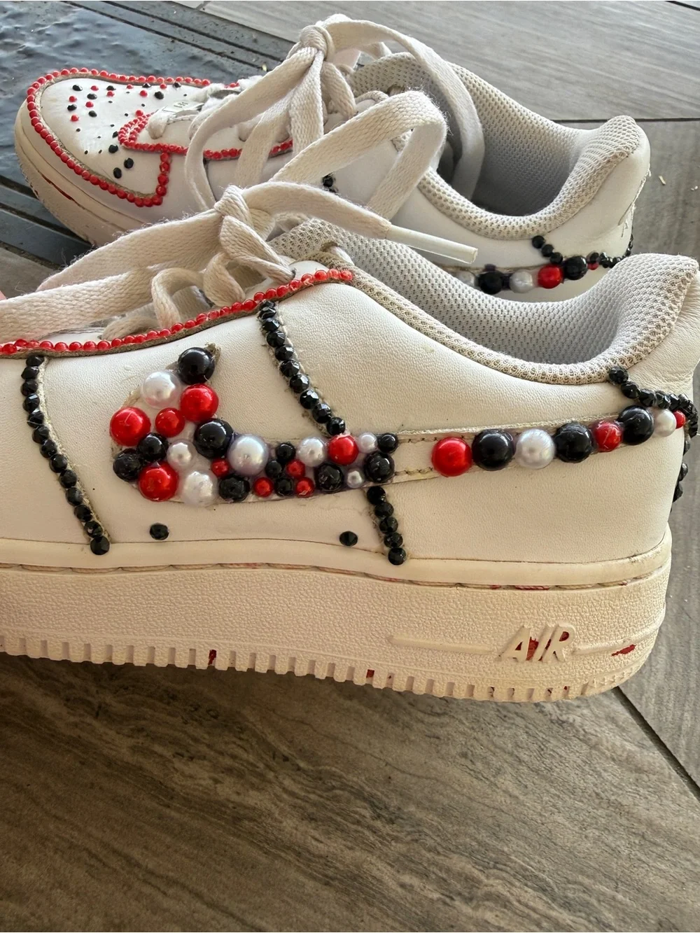 Nike Air Force 1 Custom Beaded Rhinestone Shoes 4.5Y